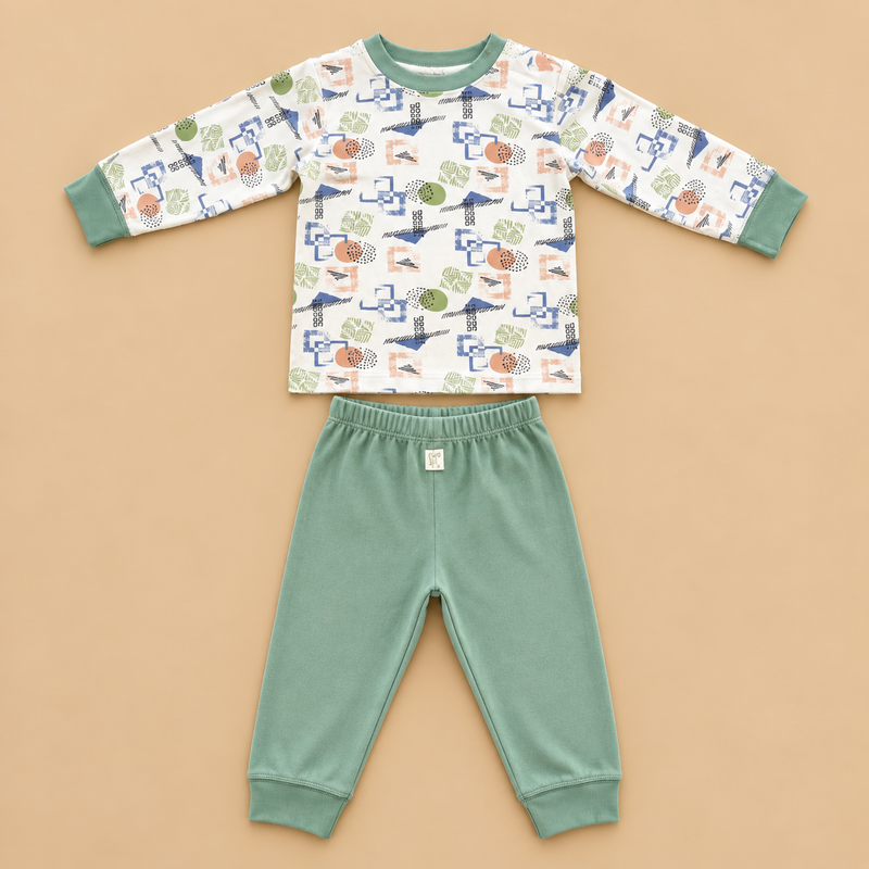 Printed Baby Two-Piece Top & Trouser Set – 3 Colors