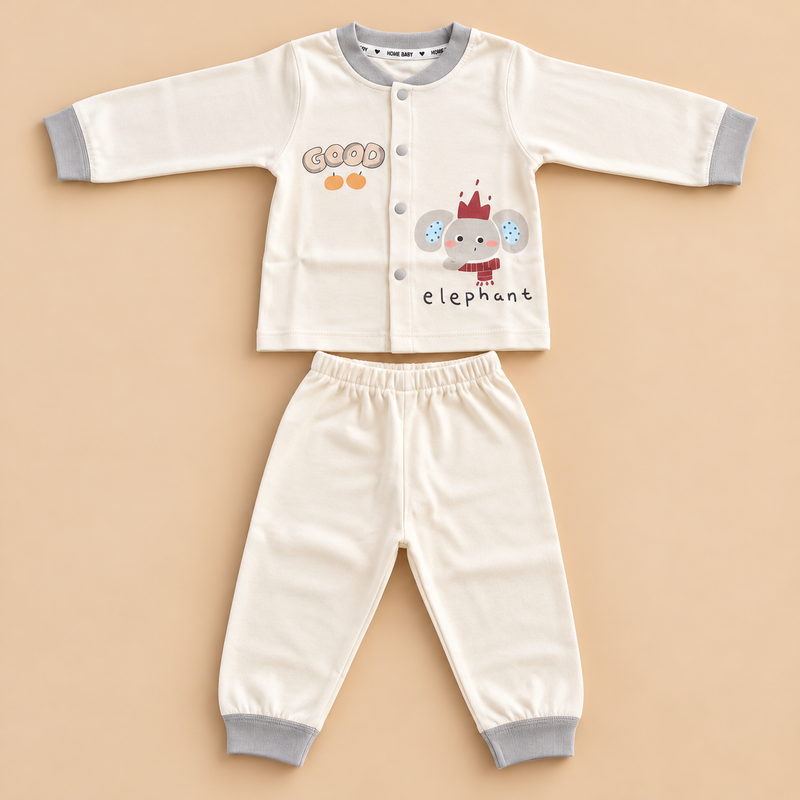 Cute Cartoon Baby Cotton Pajama Set – Long Sleeve Shirt & Pants (2-Piece Set)