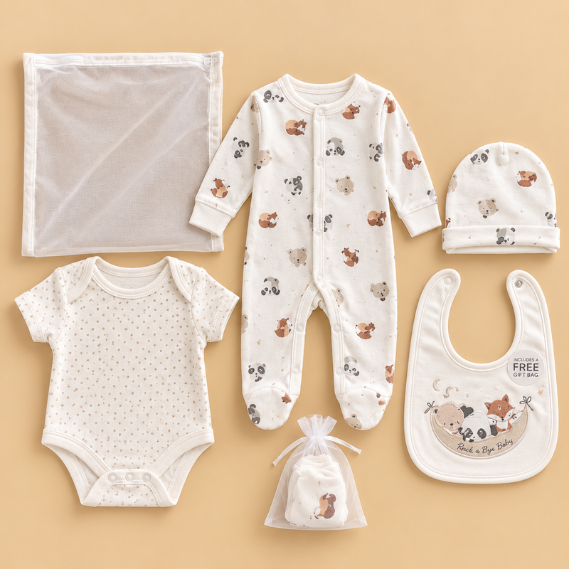 5-Piece Woodland Animal Starter Gift Set – Ivory Cream & Beige