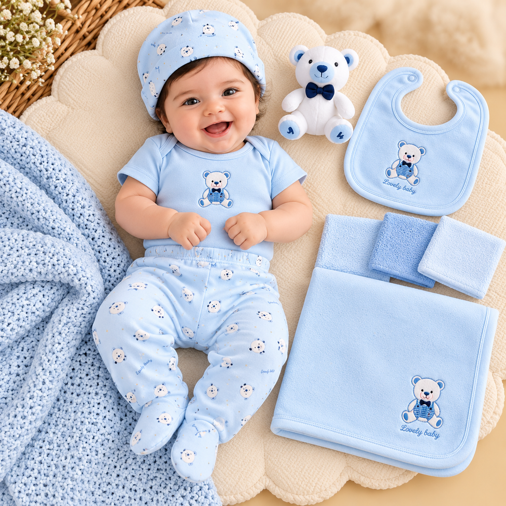 Little Teddy Bear 10-Piece Newborn Gift Set – Baby Blue