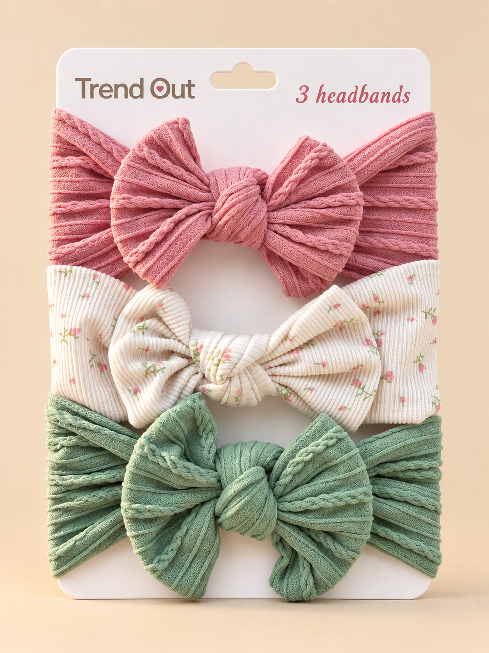 Textured Bow Headbands – 3-Piece Set