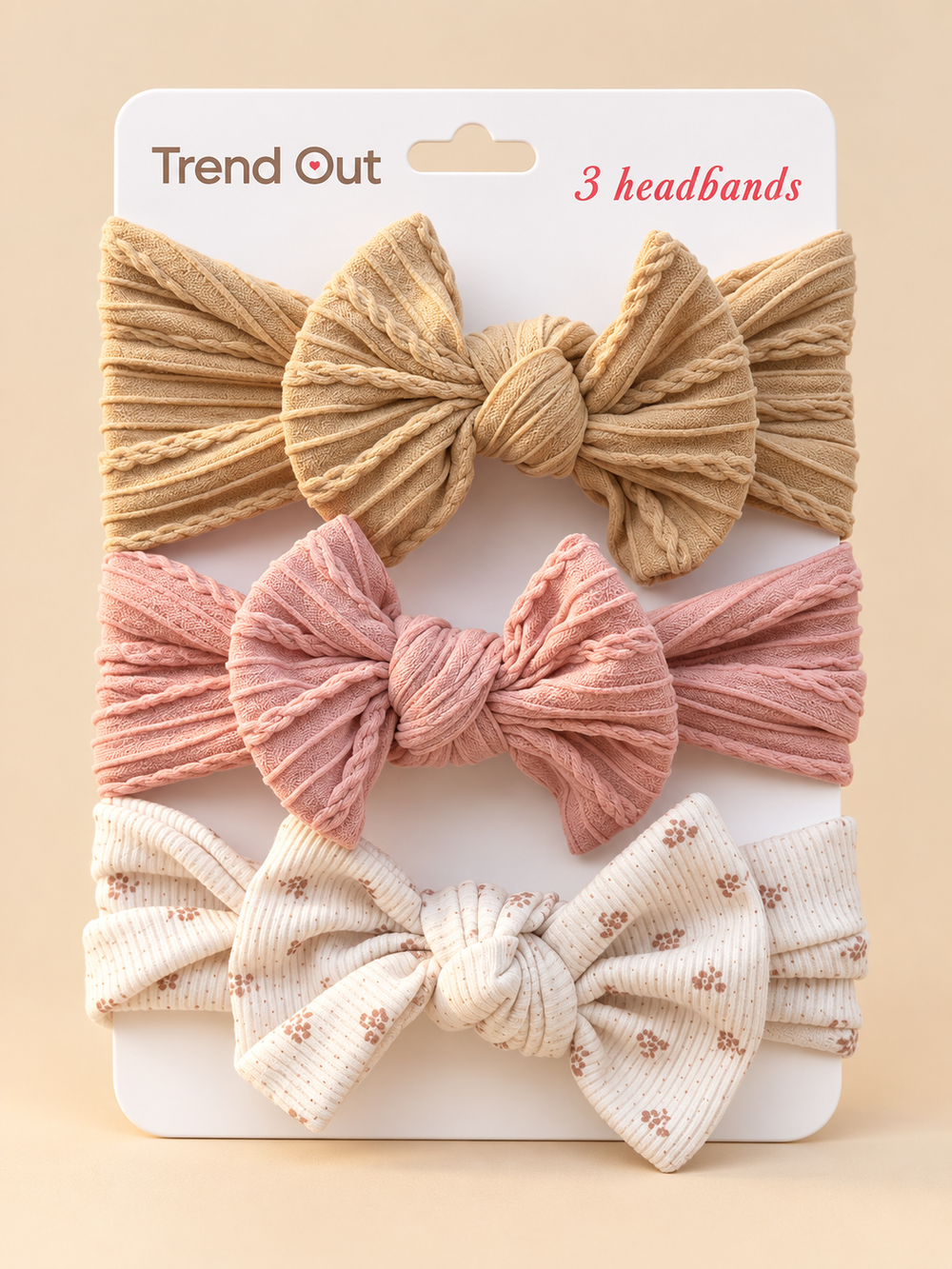 Textured Bow Headbands – 3-Piece Set