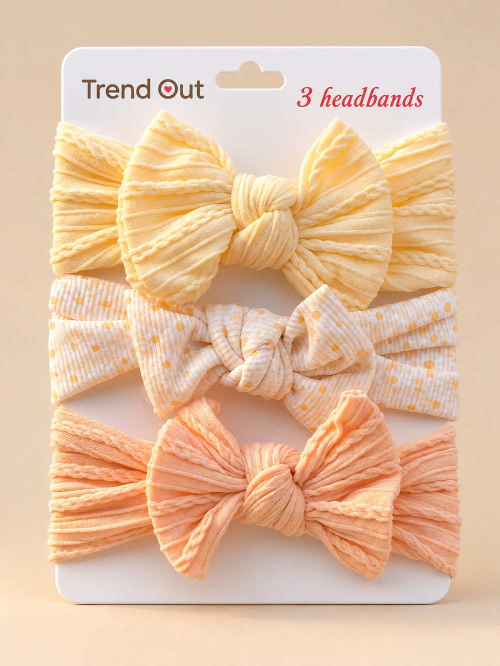 Textured Bow Headbands – 3-Piece Set