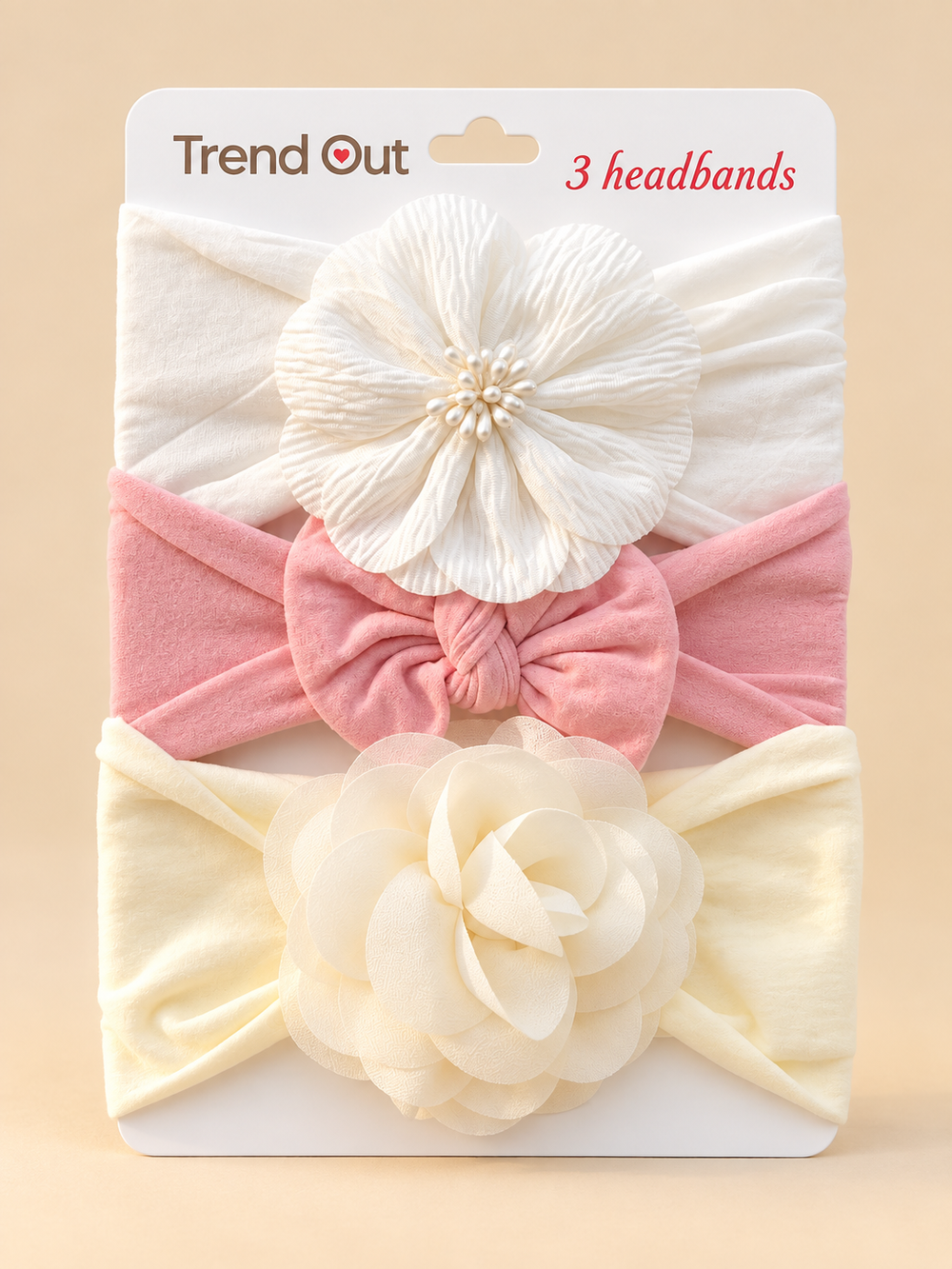 Floral & Bow Baby Headbands – Set of 3