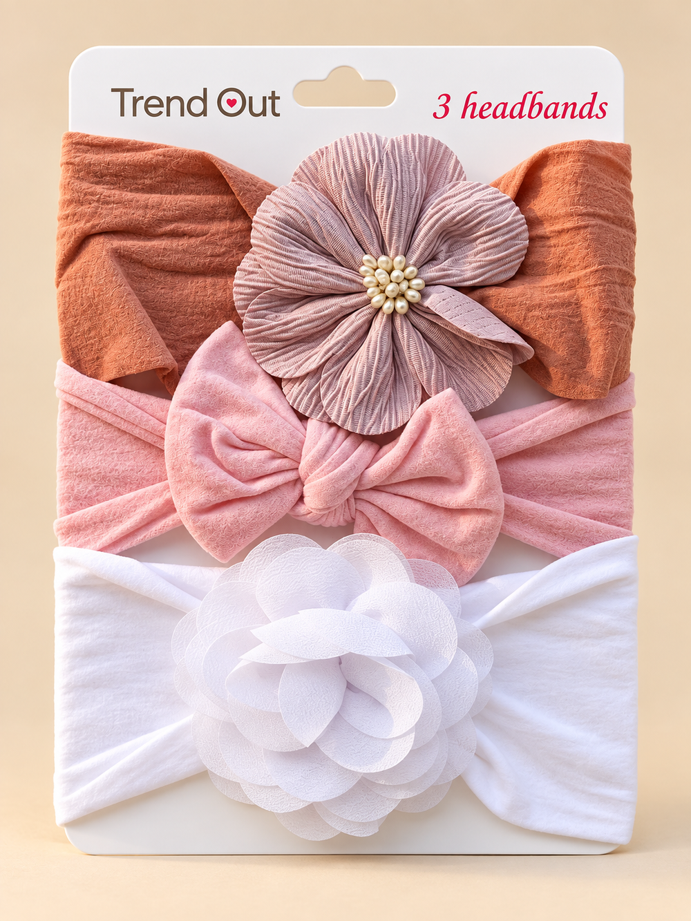 Floral & Bow Baby Headbands – Set of 3