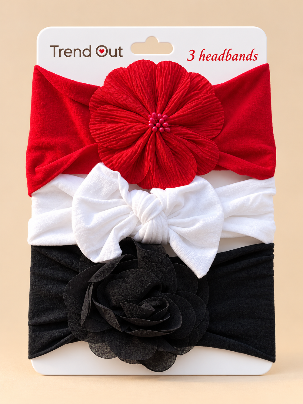 Floral & Bow Baby Headbands – Set of 3