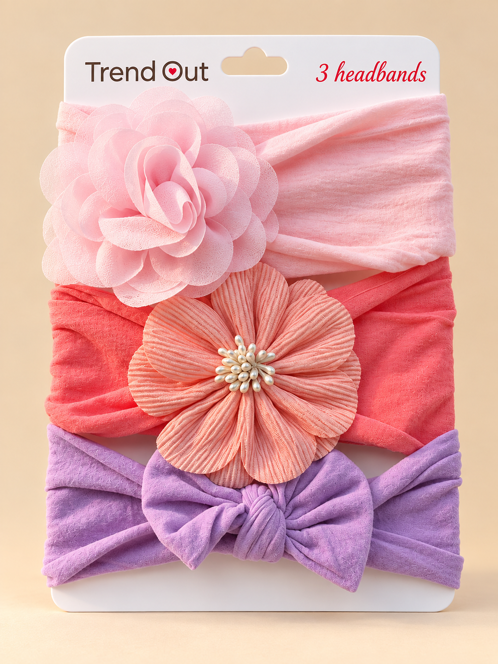 Floral & Bow Baby Headbands – Set of 3