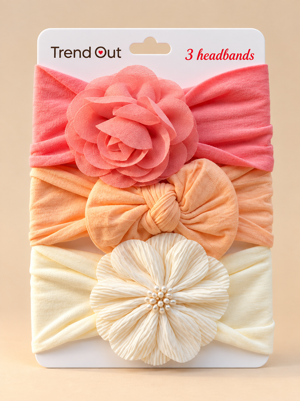 Floral & Bow Baby Headbands – Set of 3