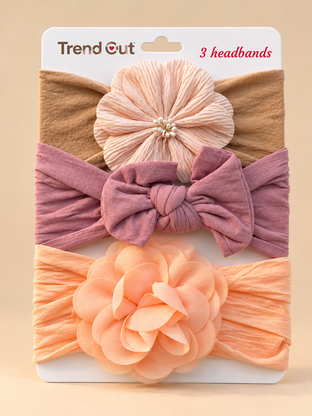 Floral & Bow Baby Headbands – Set of 3