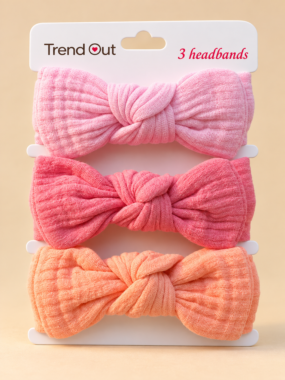 Soft Knotted Bow Baby Headbands – Set of 3