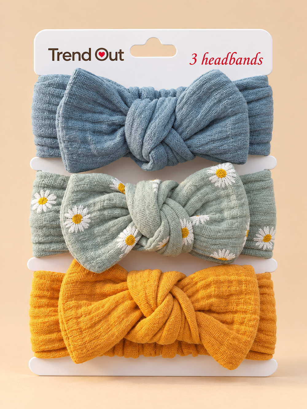 Soft Knotted Bow Baby Headbands – Set of 3