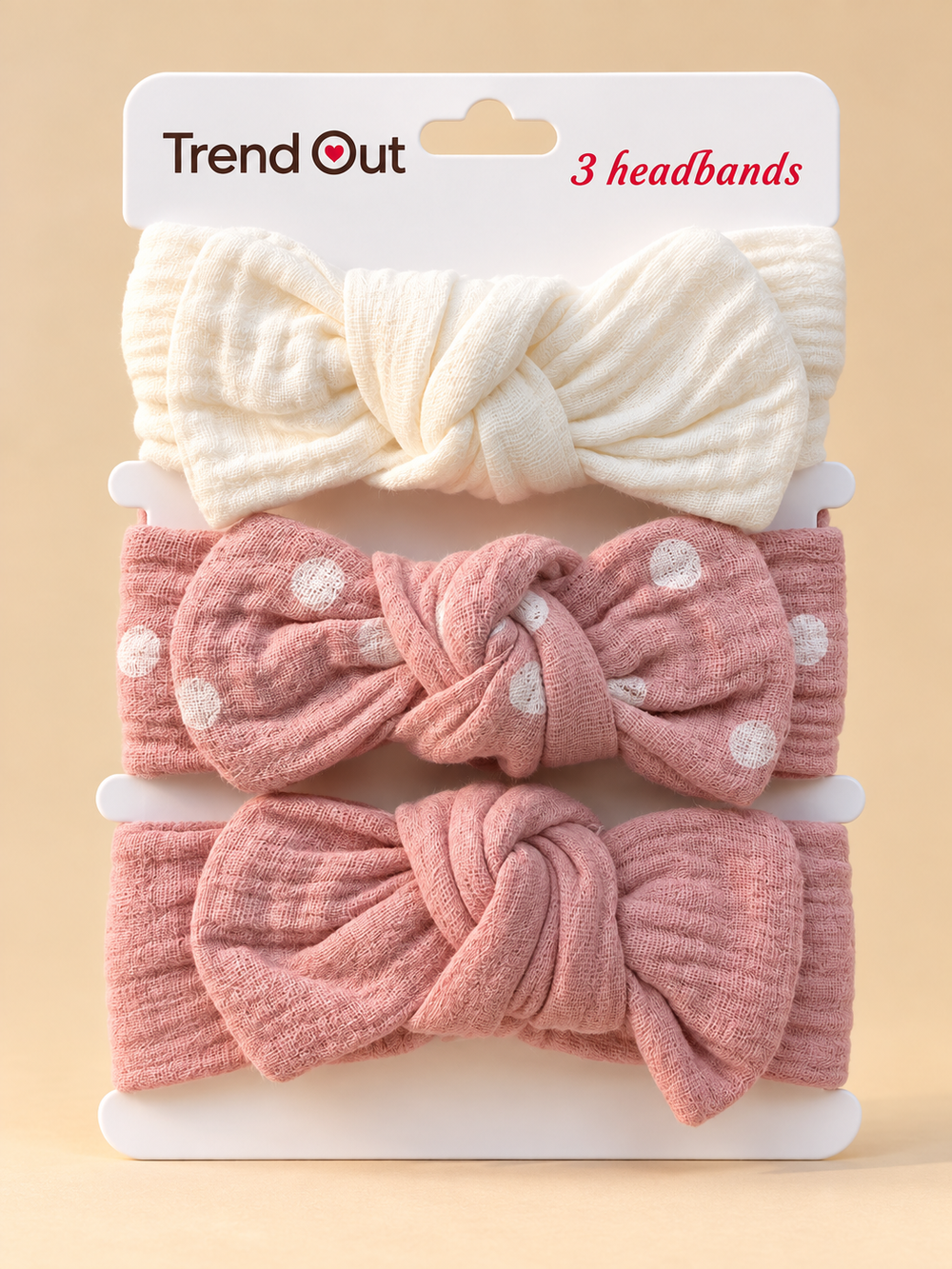 Soft Knotted Bow Baby Headbands – Set of 3