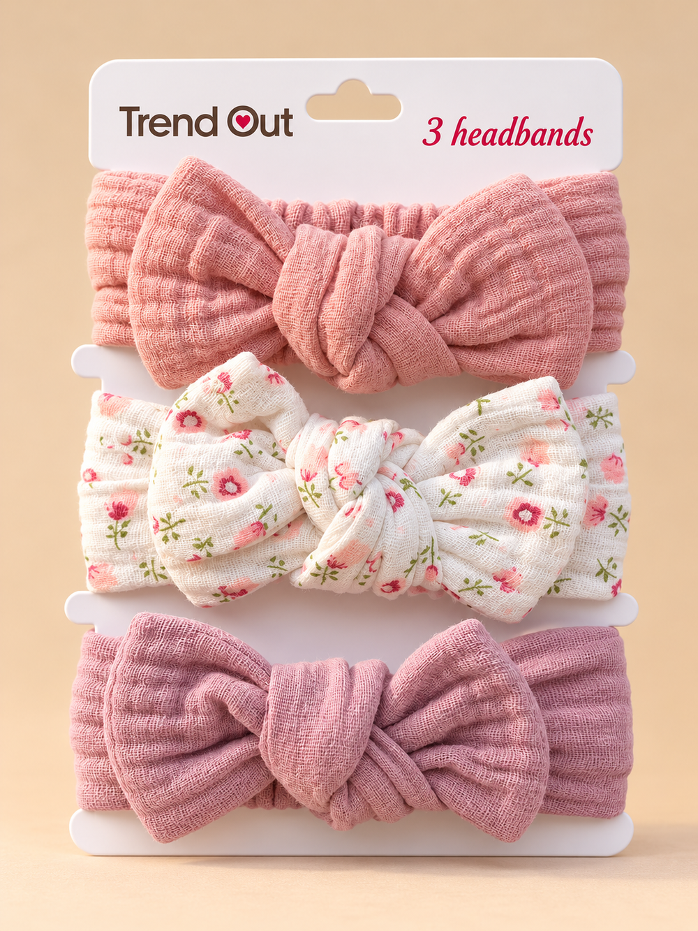 Soft Knotted Bow Baby Headbands – Set of 3