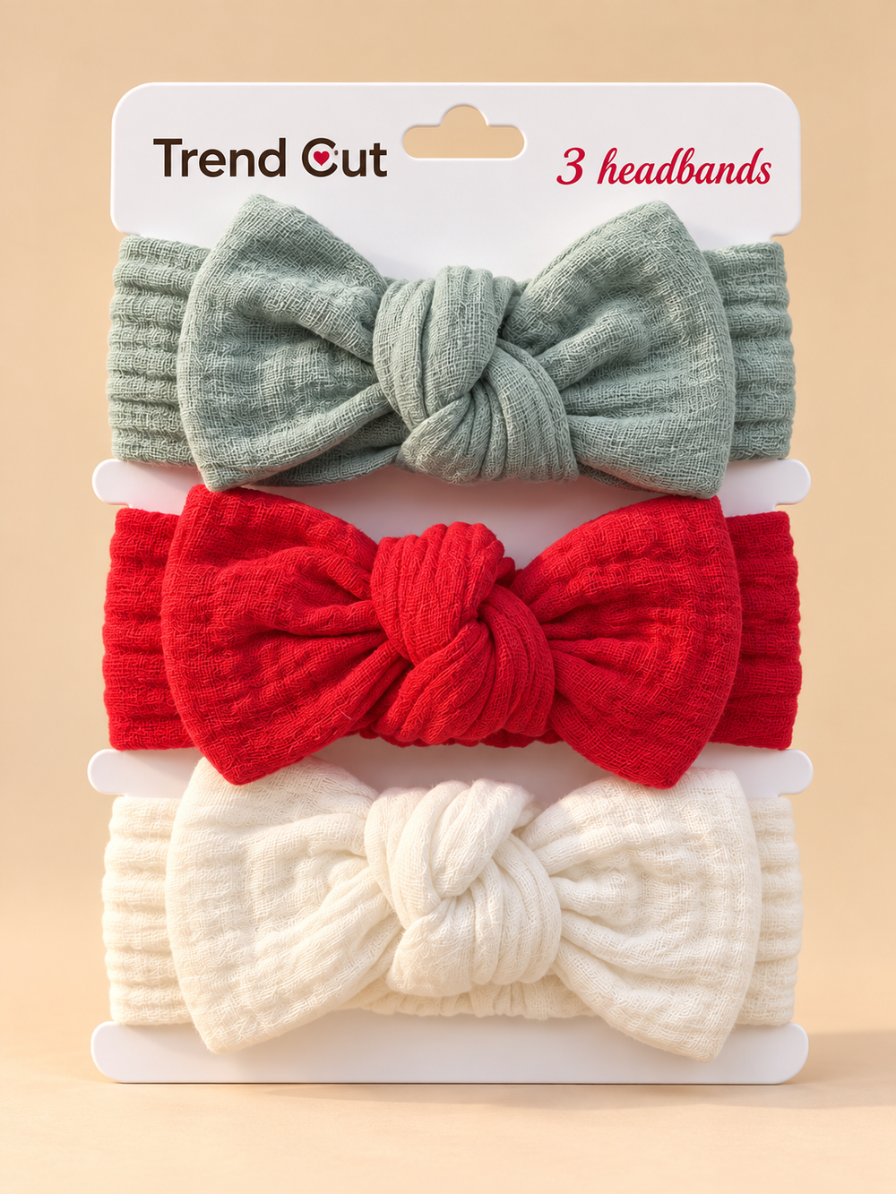 Soft Knotted Bow Baby Headbands – Set of 3