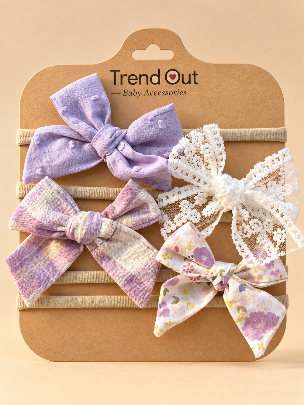 5 Piece Baby Girl Bow Headband Set – Floral, Lace & Classic Bows