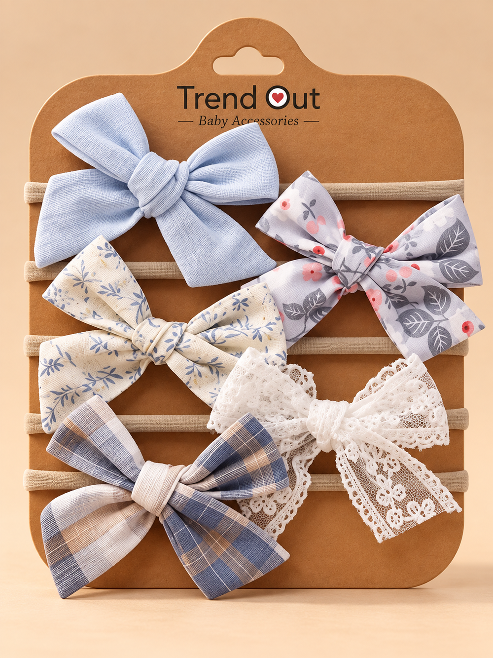 5 Piece Baby Girl Bow Headband Set – Floral, Lace & Classic Bows