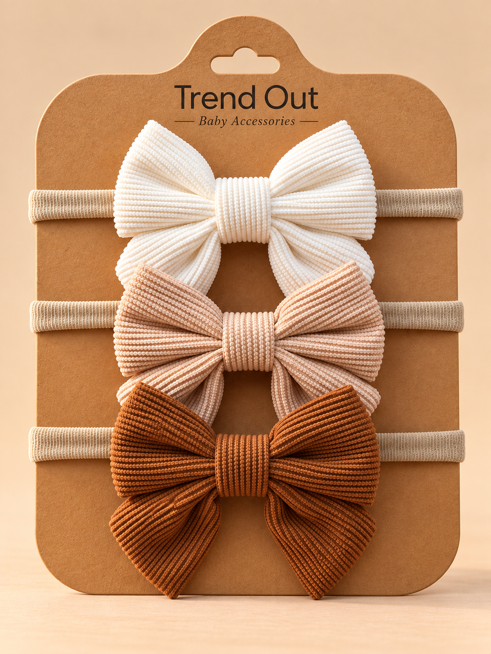 Ribbed Bow Baby Headbands – 3 Piece Set