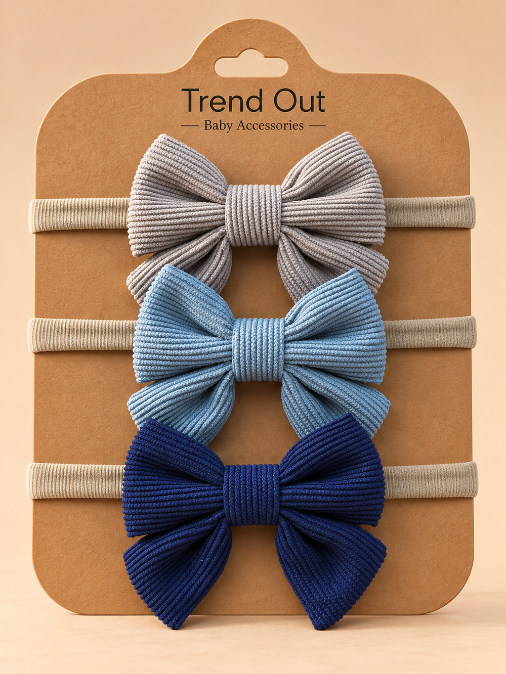 Ribbed Bow Baby Headbands – 3 Piece Set