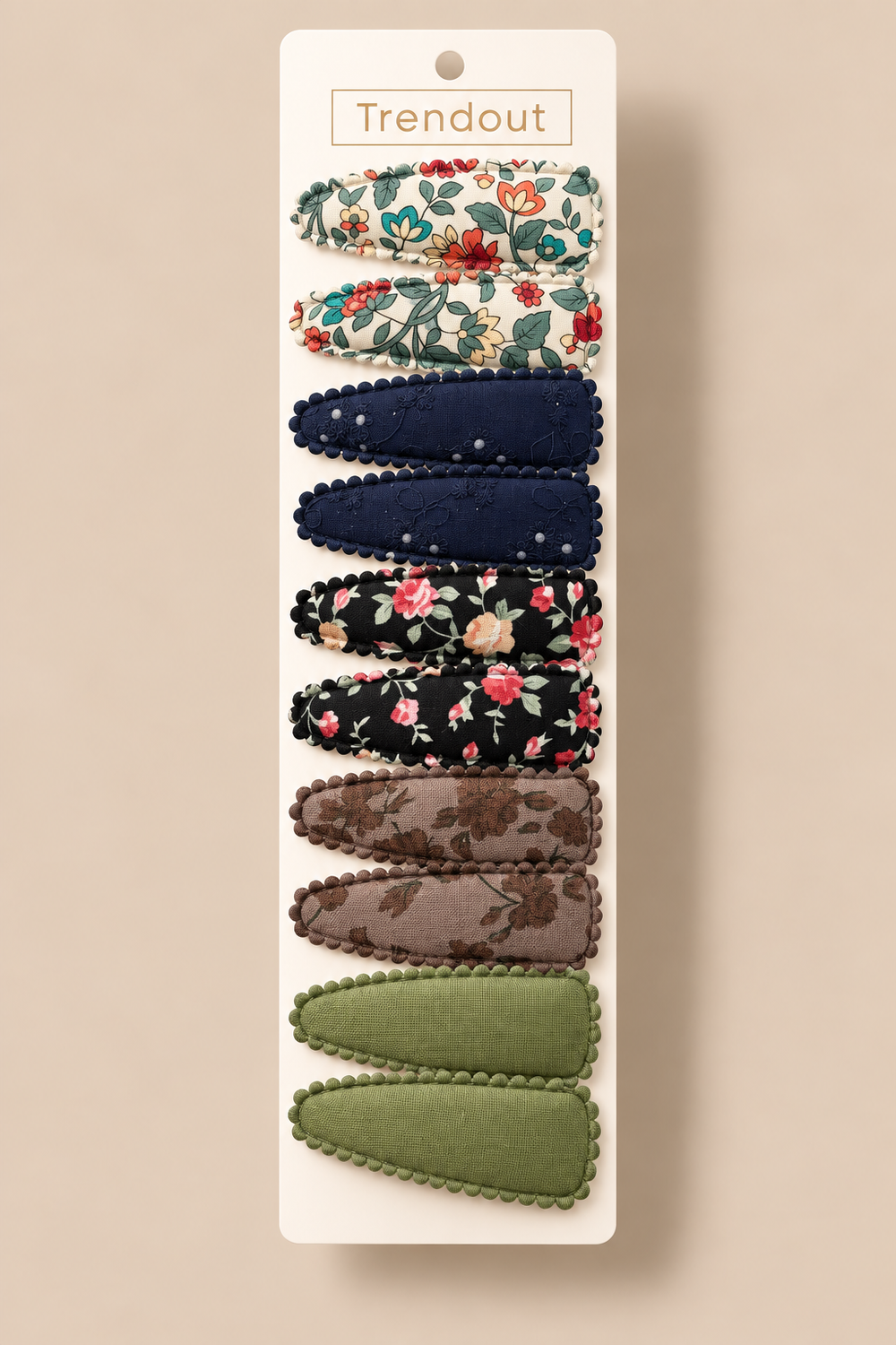 Floral & Classic Fabric Hair Clips – 10 Piece Set