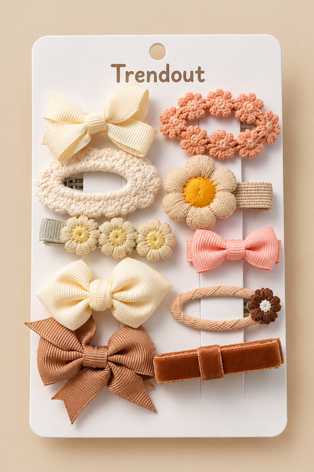 10-Piece Girls Hair Clip Set – Bows, Flowers & Crochet Designs