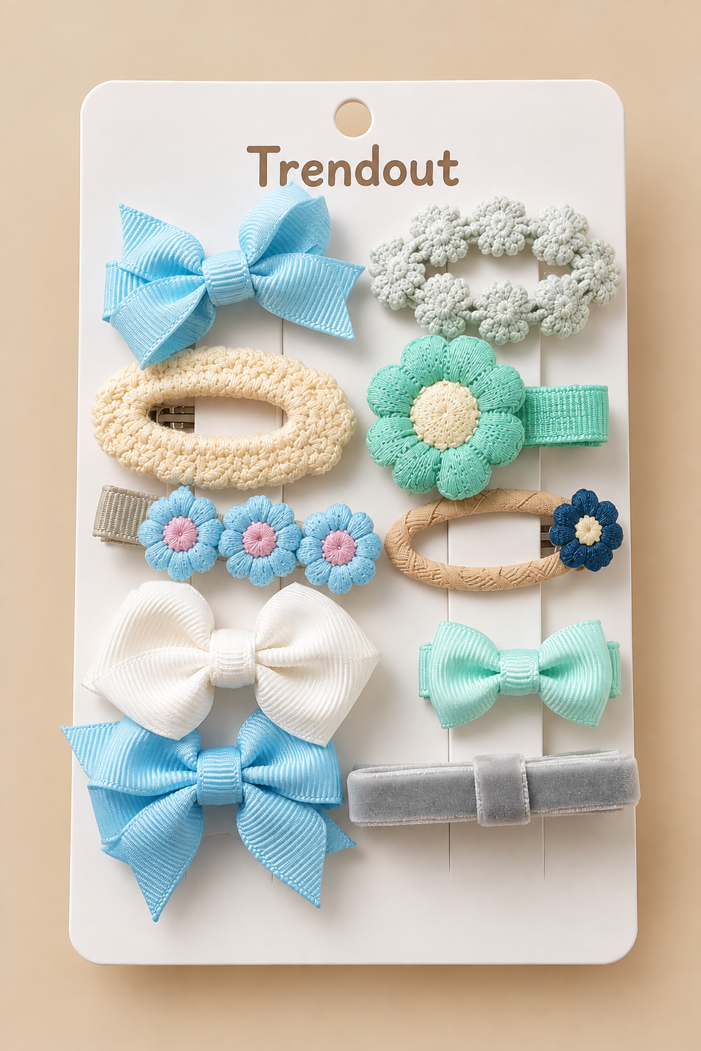 10-Piece Girls Hair Clip Set – Bows, Flowers & Crochet Designs