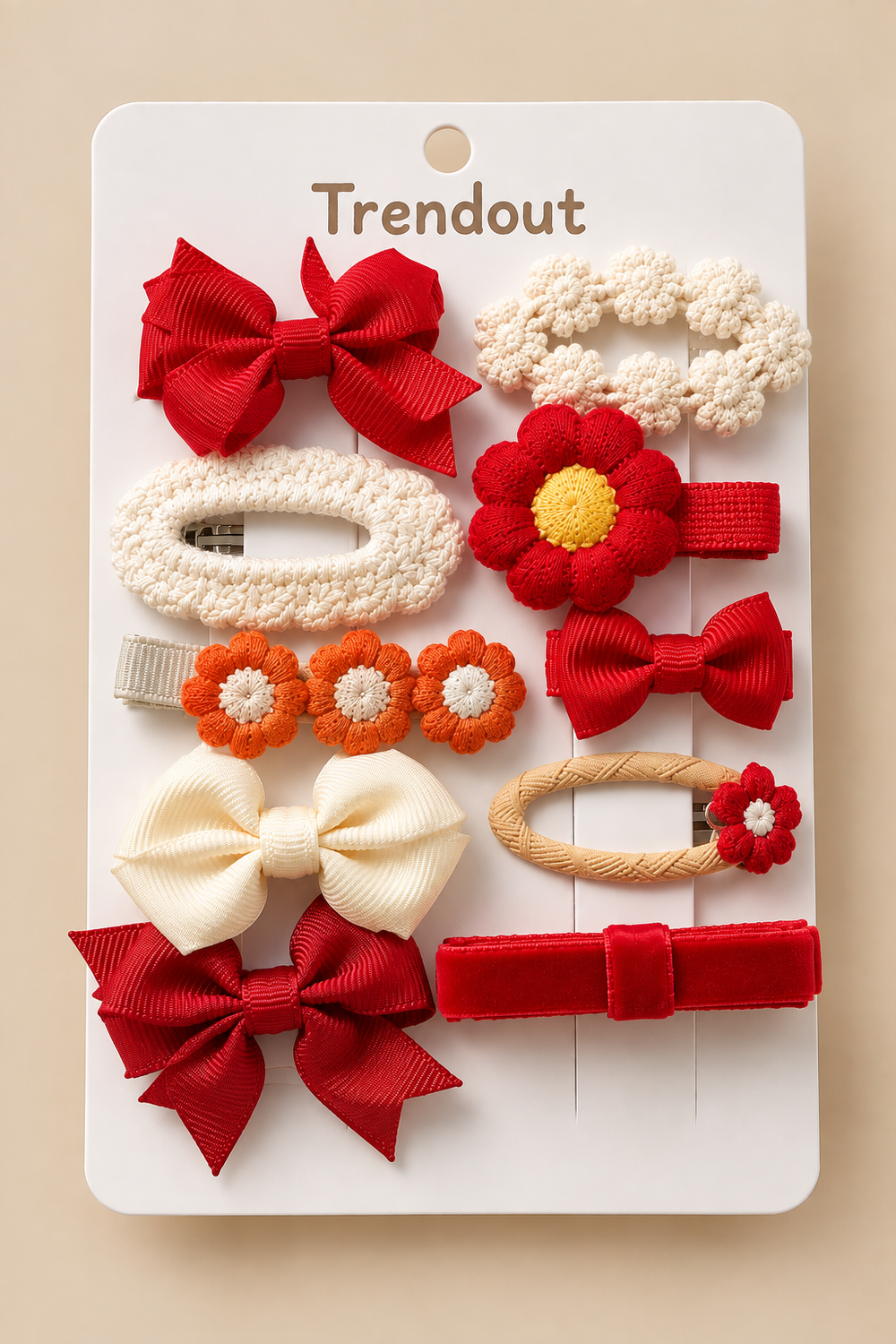 10-Piece Girls Hair Clip Set – Bows, Flowers & Crochet Designs