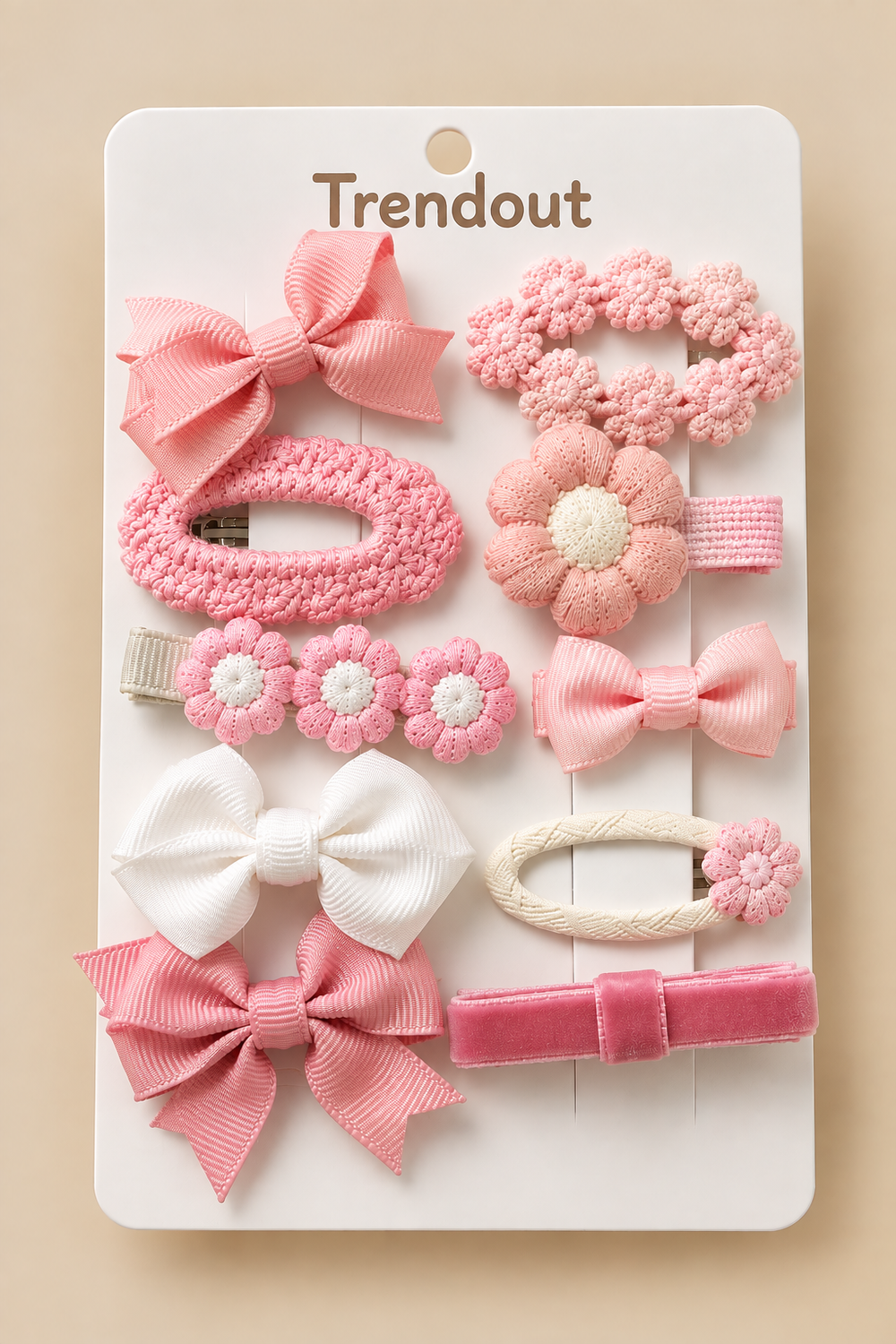 10-Piece Girls Hair Clip Set – Bows, Flowers & Crochet Designs
