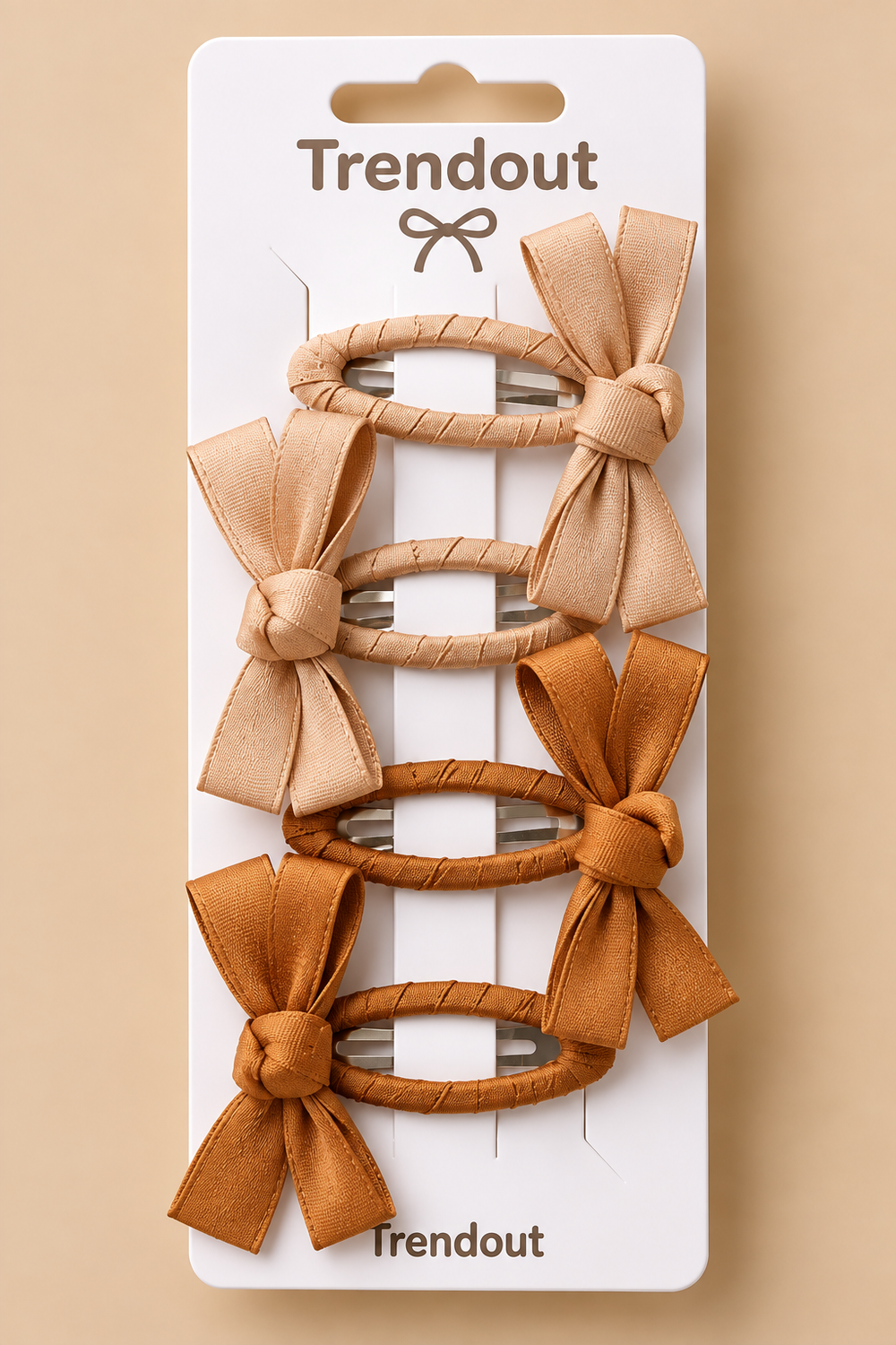 4-Piece Girls Bow Hair Clip Set – Fabric Wrapped Snap Clips