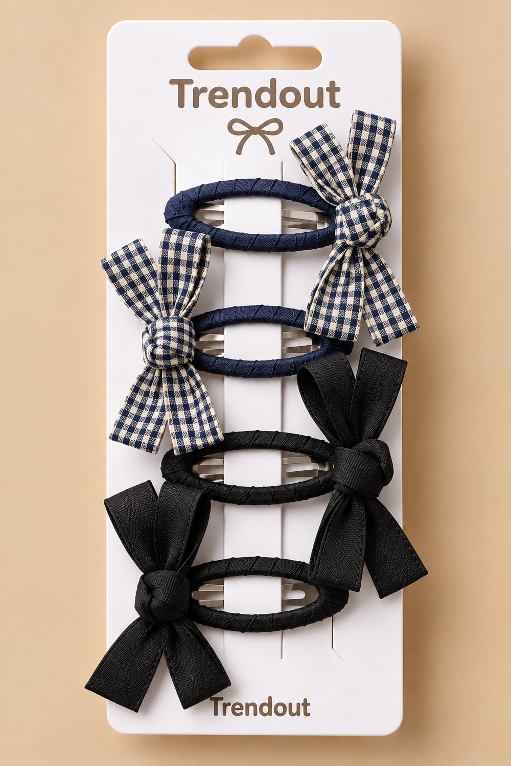 4-Piece Girls Bow Hair Clip Set – Fabric Wrapped Snap Clips