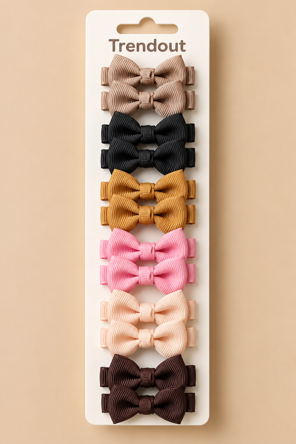 12-Piece Mini Bow Hair Clip Set – Color Coordinated Grosgrain Clips