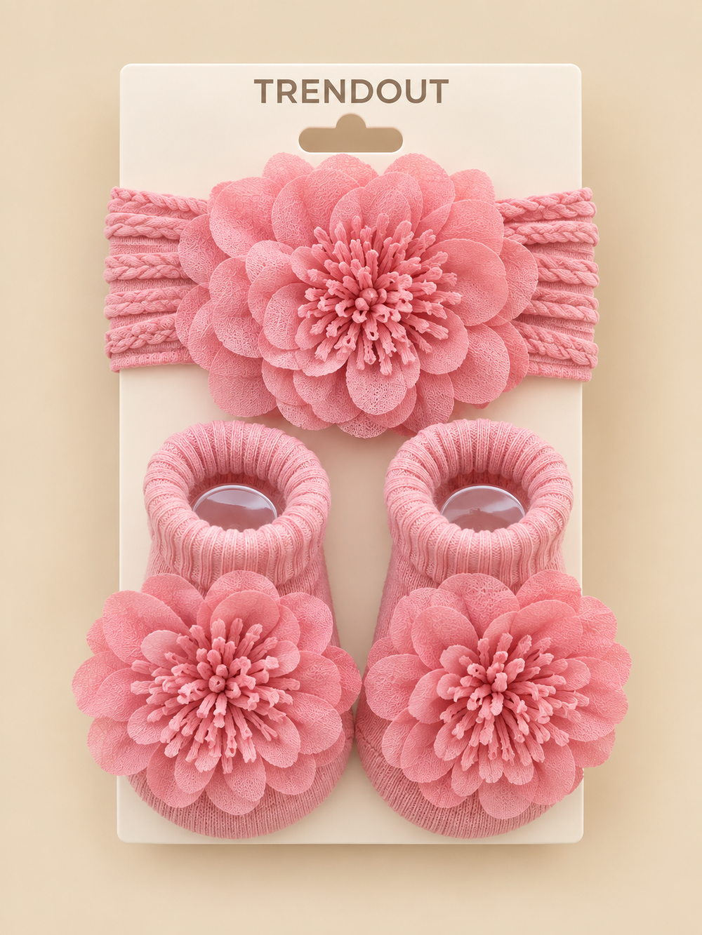 Baby Girls Floral Headband & Matching Socks Set – 3 Colors