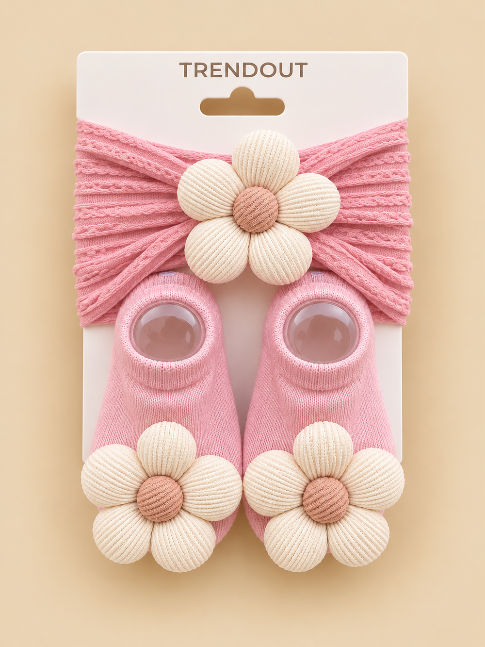 Baby Girls 3D Daisy Headband & Matching Socks Set –