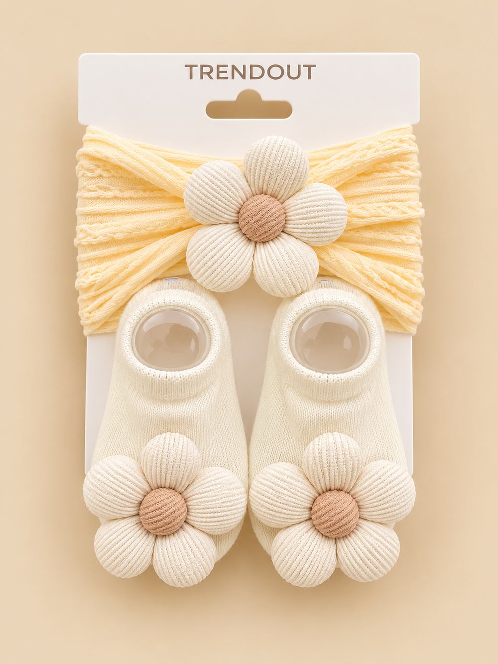 Baby Girls 3D Daisy Headband & Matching Socks Set –