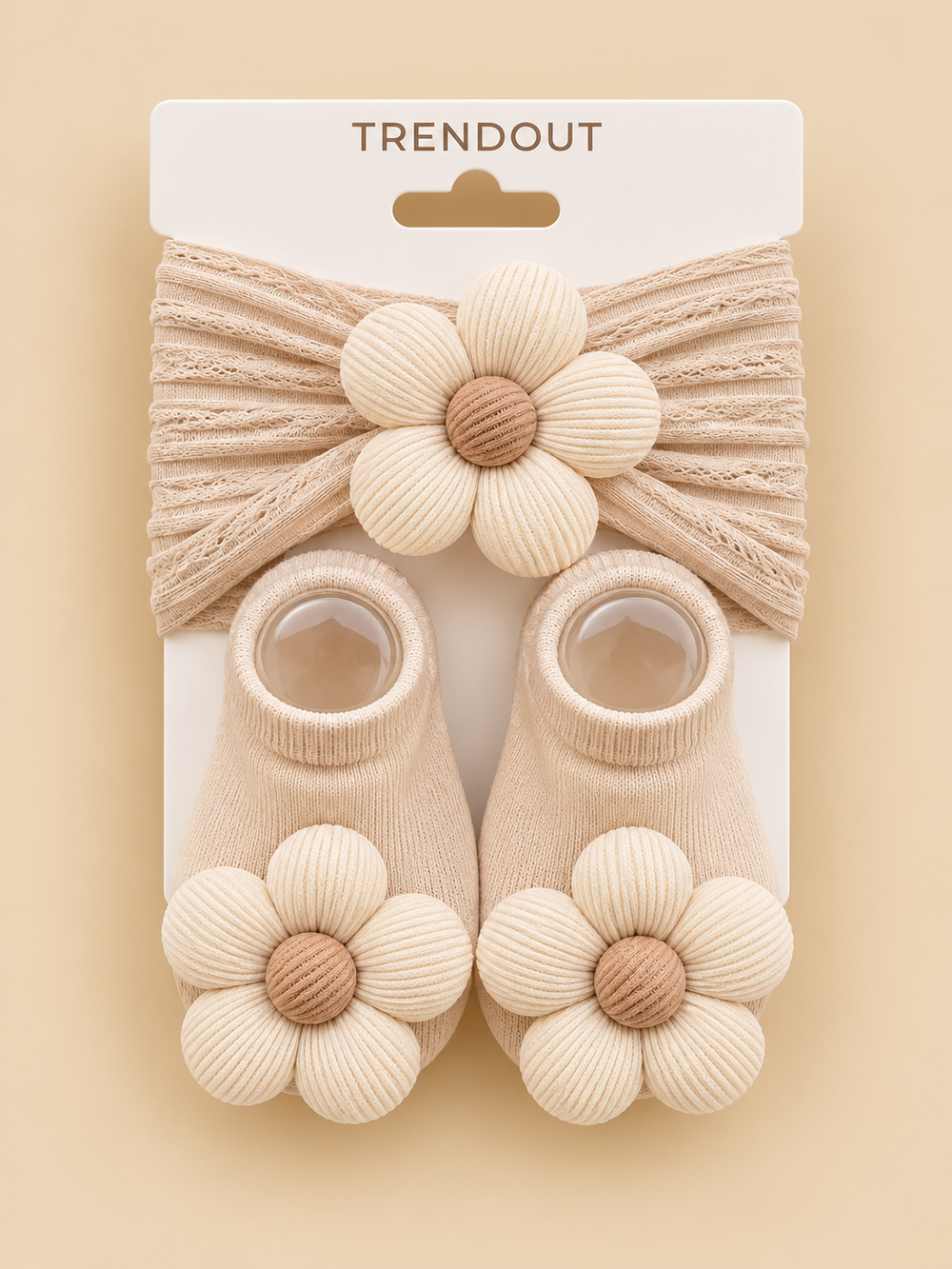 Baby Girls 3D Daisy Headband & Matching Socks Set –