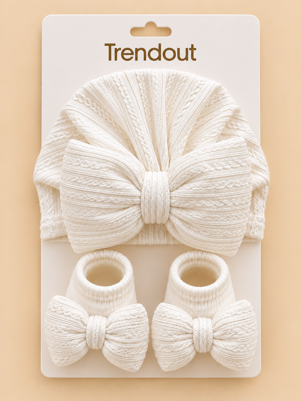 Textured Bow Turban & Matching Baby Socks Set