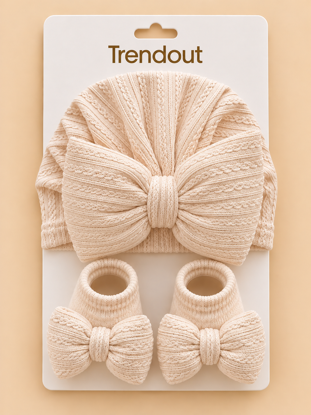 Textured Bow Turban & Matching Baby Socks Set