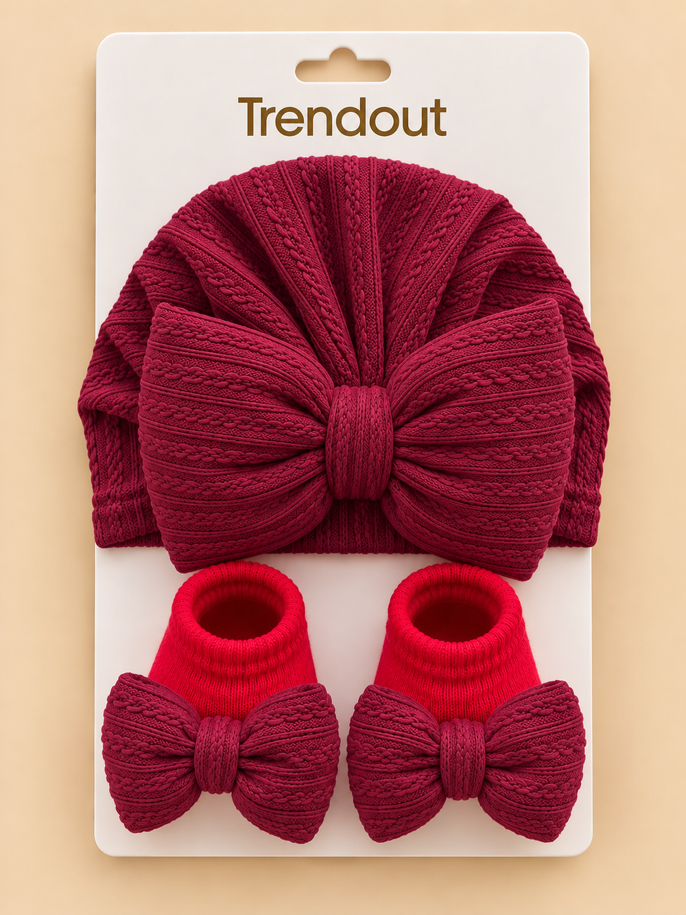 Textured Bow Turban & Matching Baby Socks Set