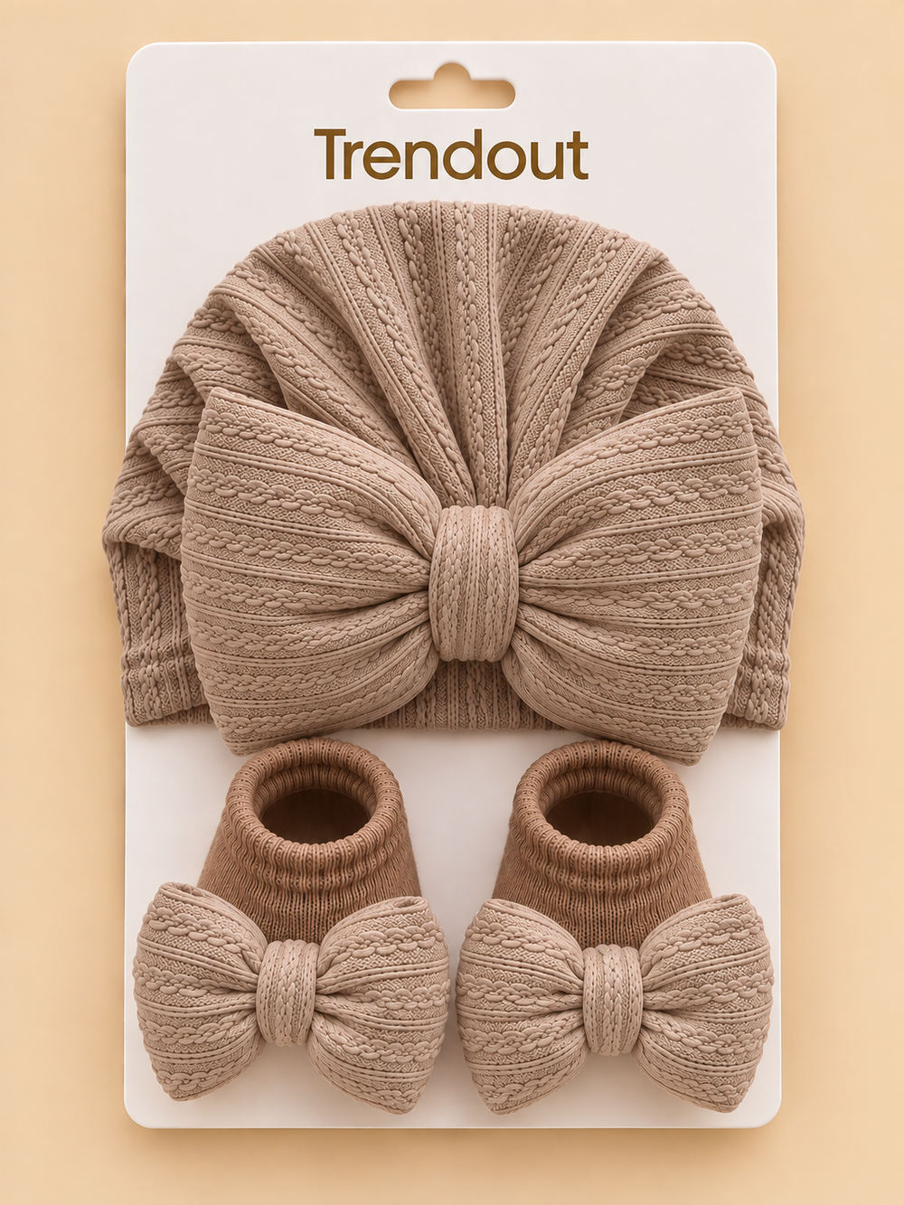 Textured Bow Turban & Matching Baby Socks Set