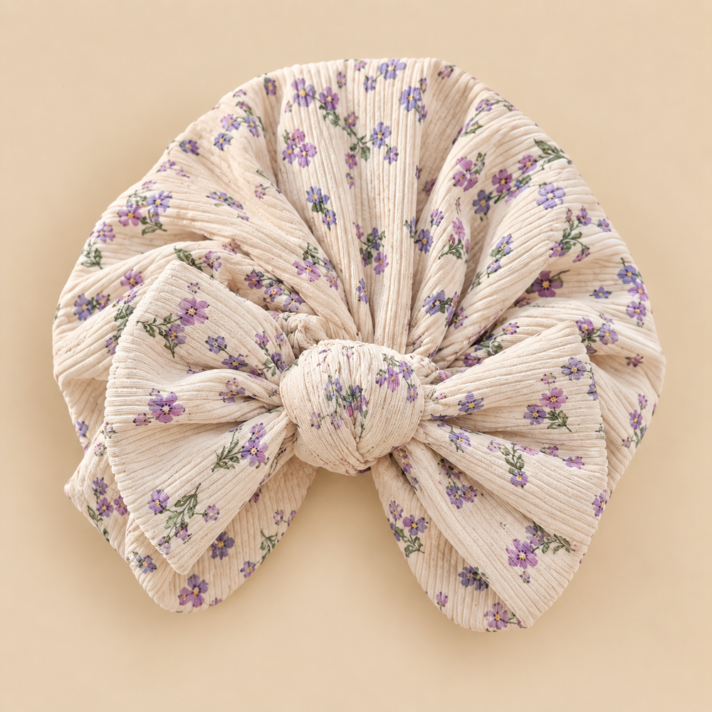 Ribbed Bow Baby Turban – Assorted Prints & Solid Colors