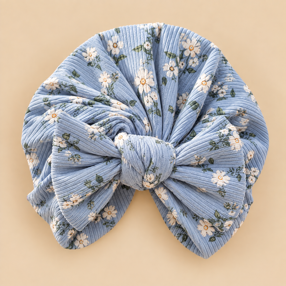 Ribbed Bow Baby Turban – Assorted Prints & Solid Colors
