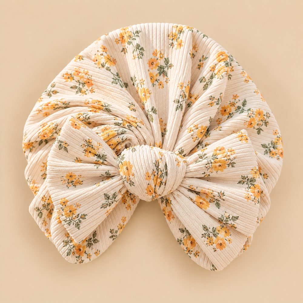 Ribbed Bow Baby Turban – Assorted Prints & Solid Colors