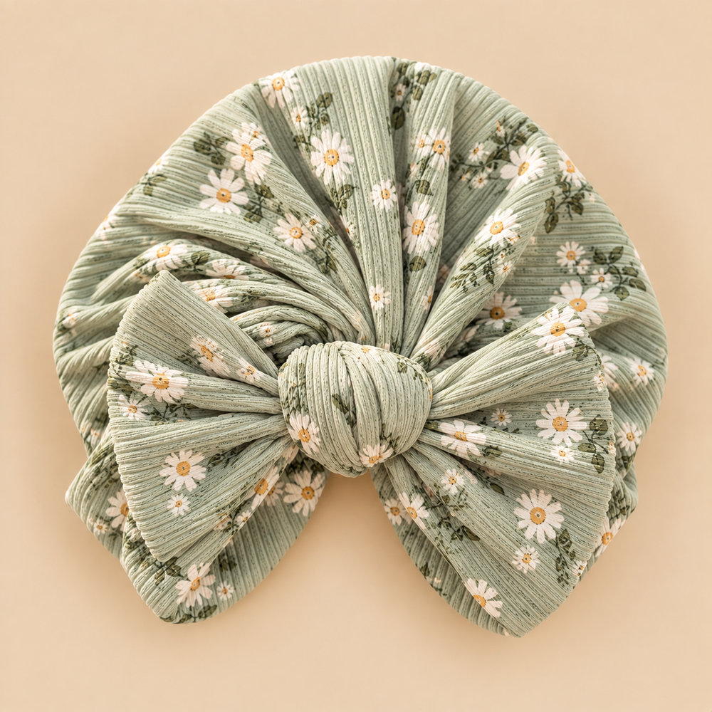 Ribbed Bow Baby Turban – Assorted Prints & Solid Colors