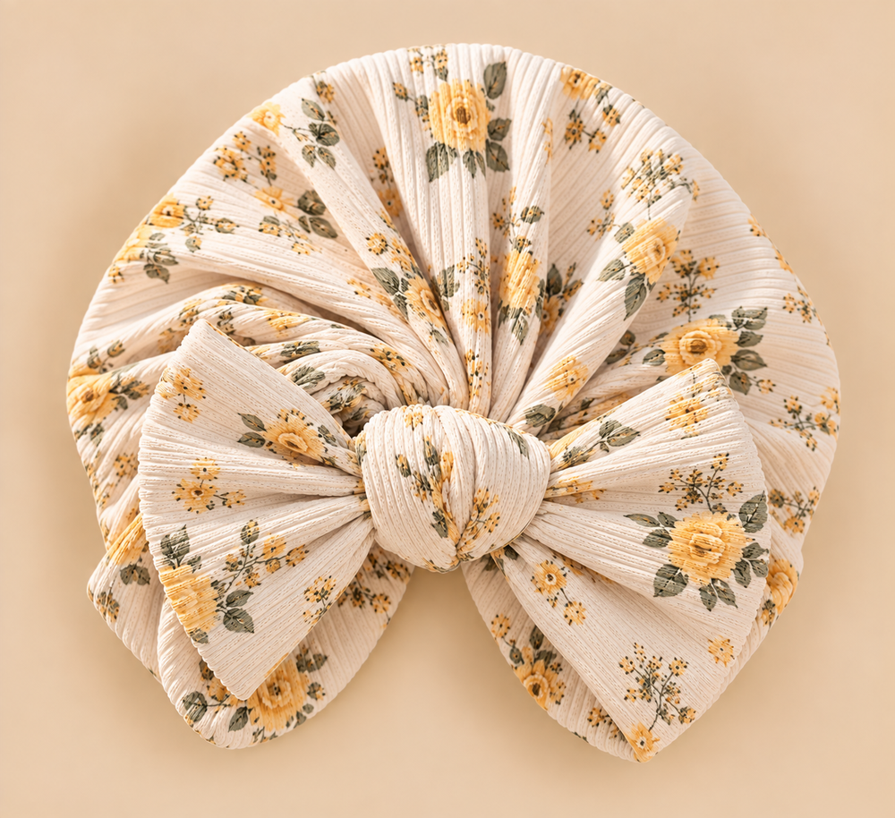 Ribbed Bow Baby Turban – Assorted Prints & Solid Colors