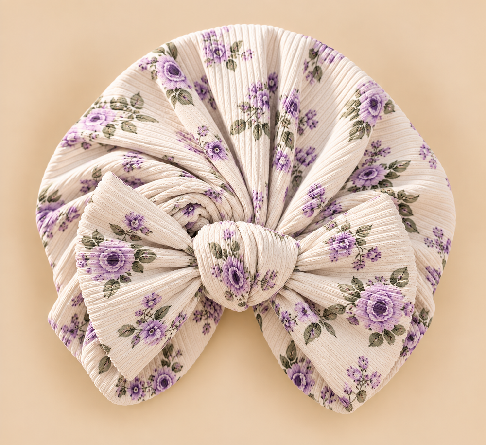 Ribbed Bow Baby Turban – Assorted Prints & Solid Colors