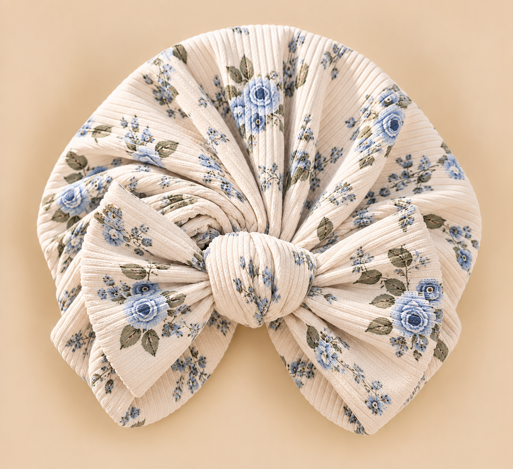 Ribbed Bow Baby Turban – Assorted Prints & Solid Colors