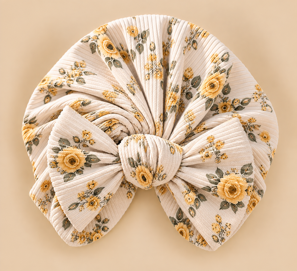 Soft Ribbed Bow Baby Headwrap Turban