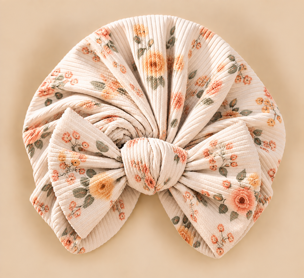 Soft Ribbed Bow Baby Headwrap Turban