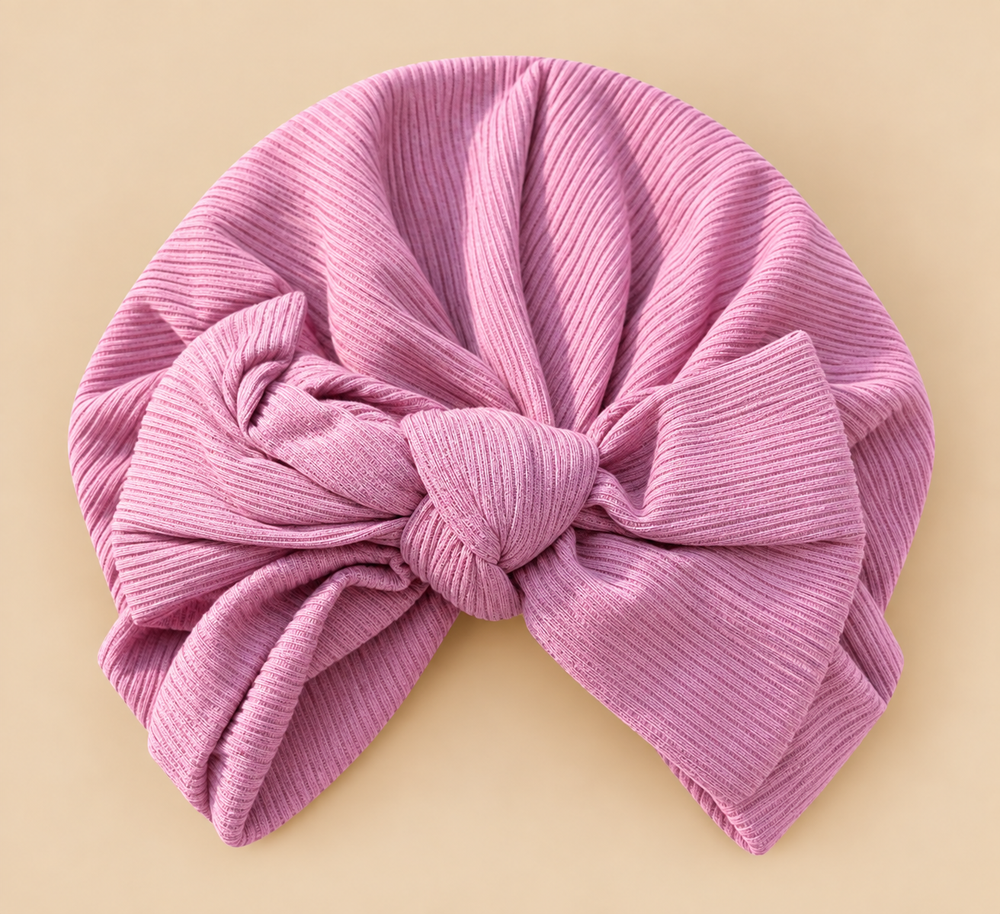 Soft Ribbed Bow Baby Headwrap Turban
