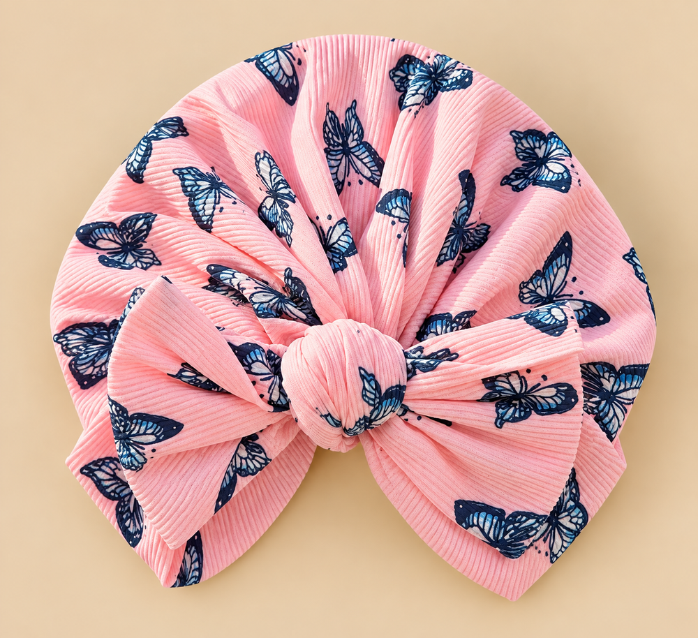 Soft Ribbed Bow Baby Headwrap Turban