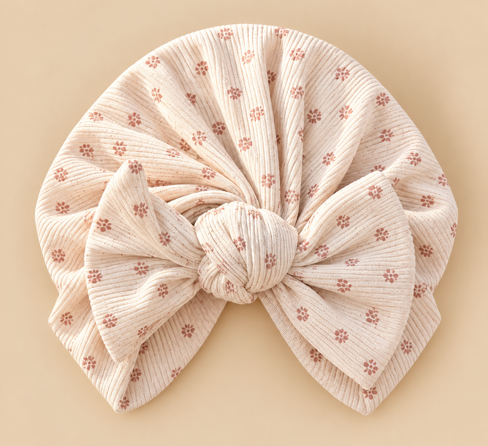 Soft Ribbed Bow Baby Headwrap Turban